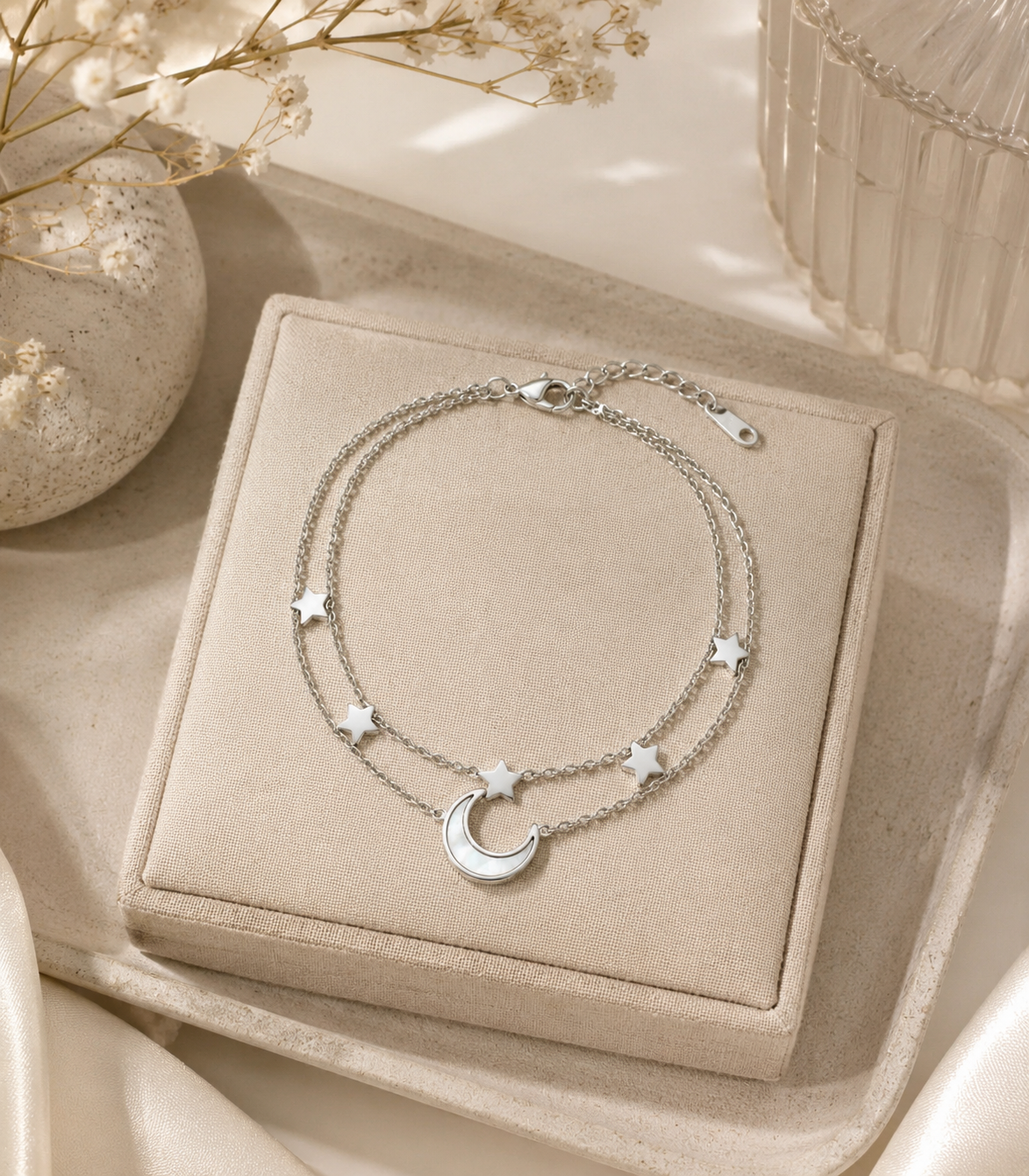 Bracelet argent étoiles & lune