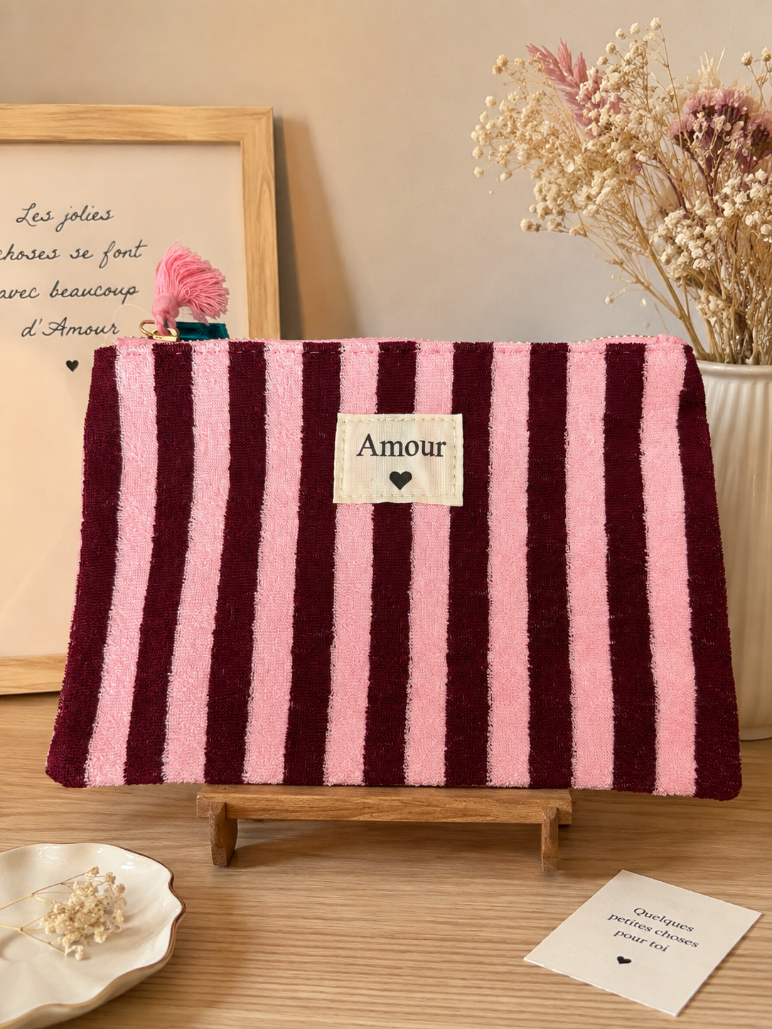 Pochette amour marinière bordeaux