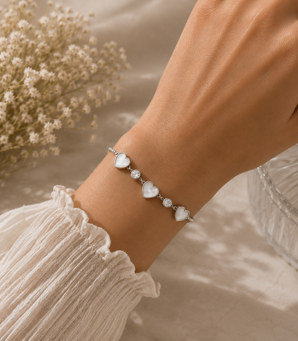 Bracelet cœur argenté