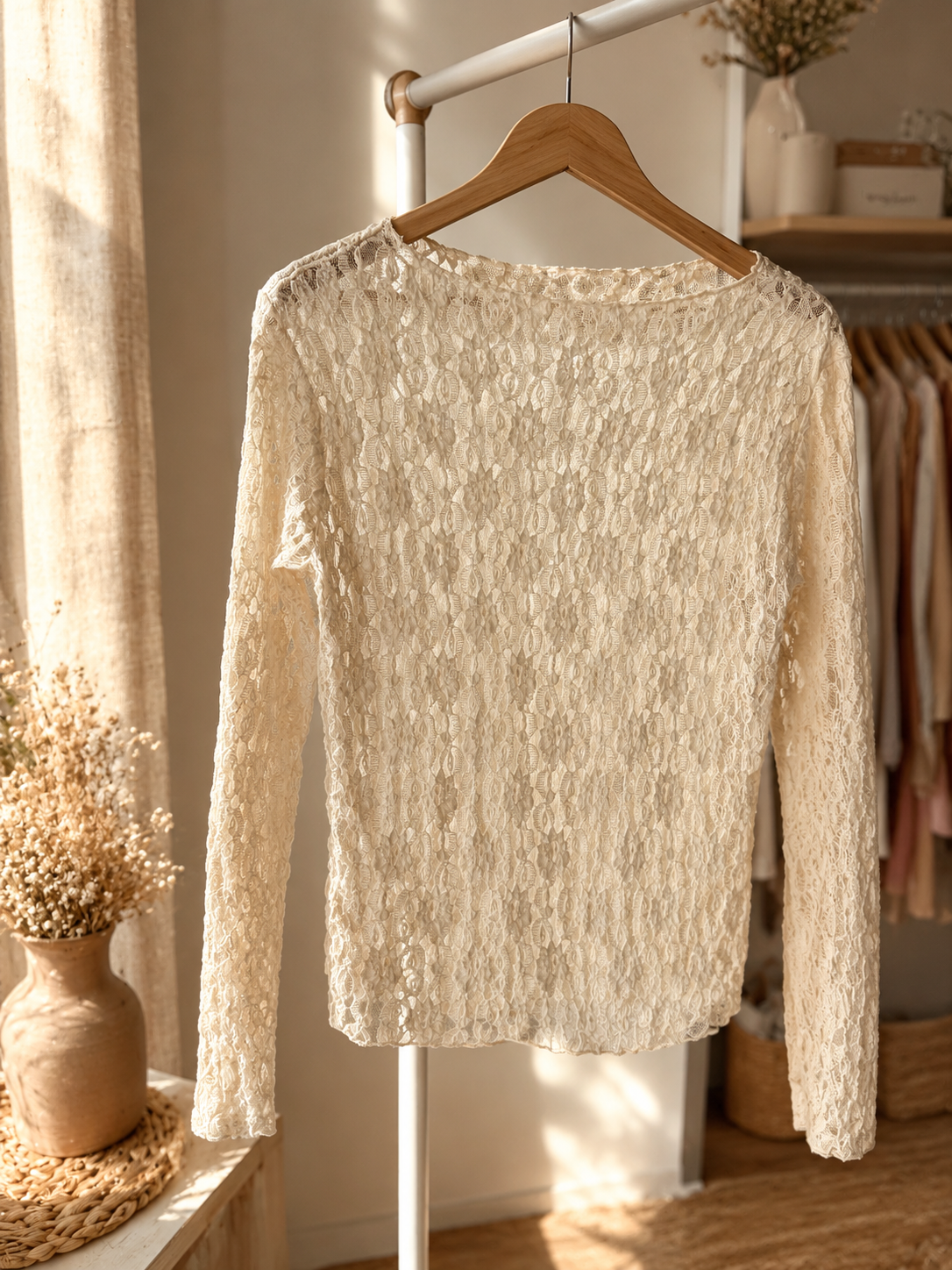 Top en dentelle beige