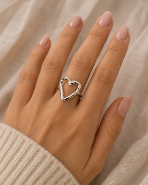 Bague cœur argenté