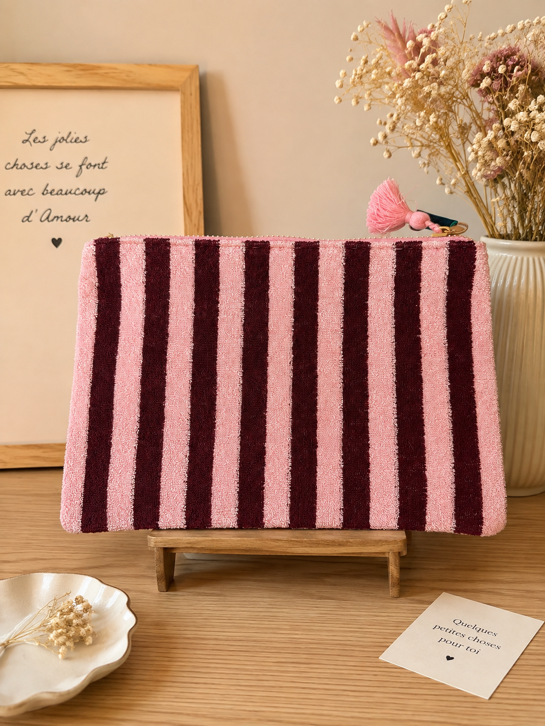 Pochette amour marinière bordeaux