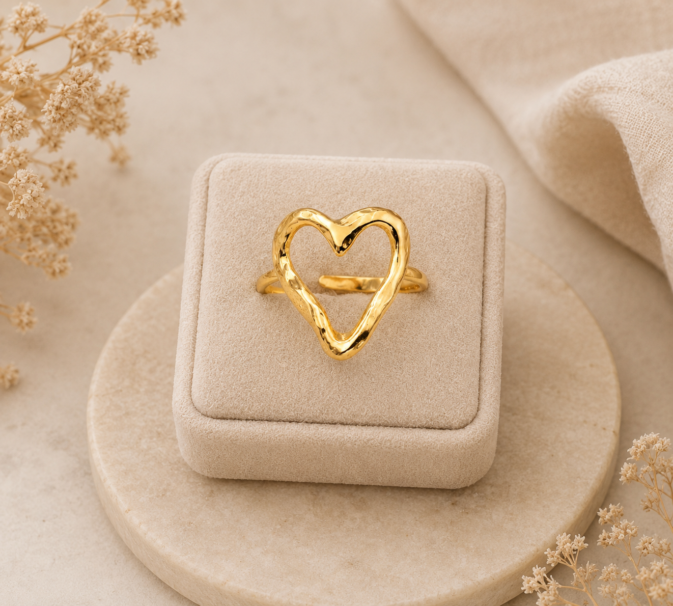 Bague cœur doré