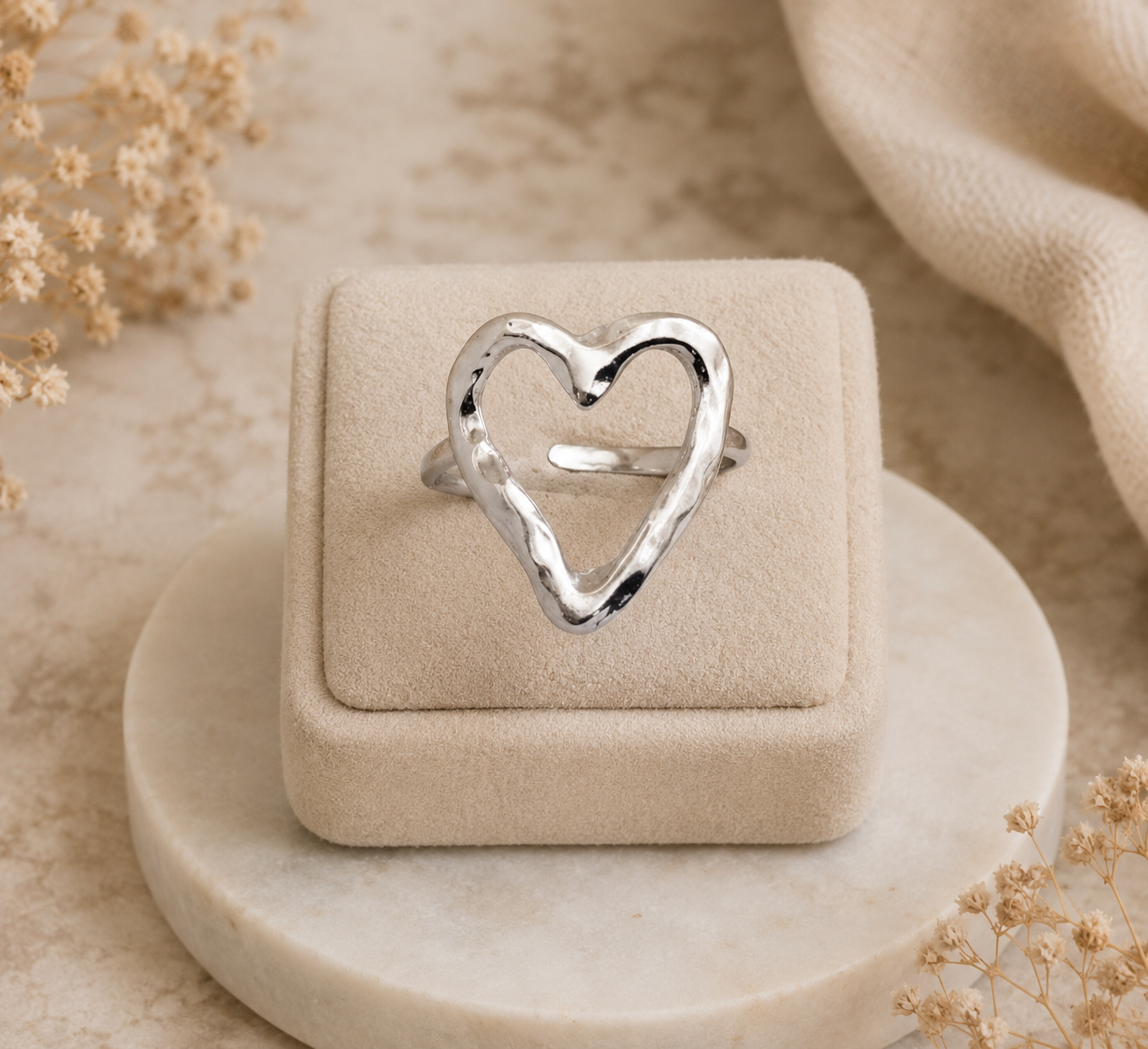 Bague cœur argenté