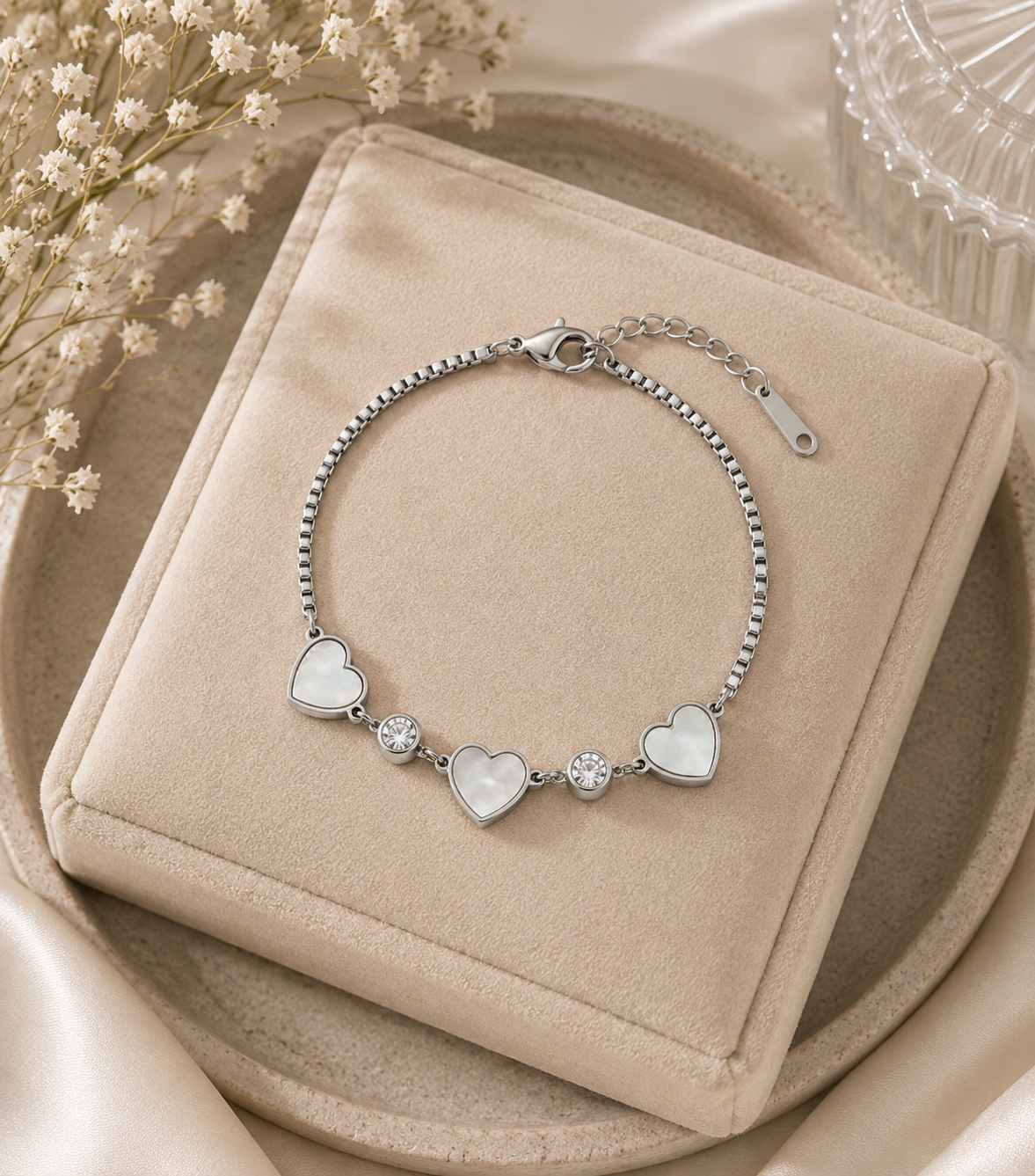 Bracelet cœur argenté