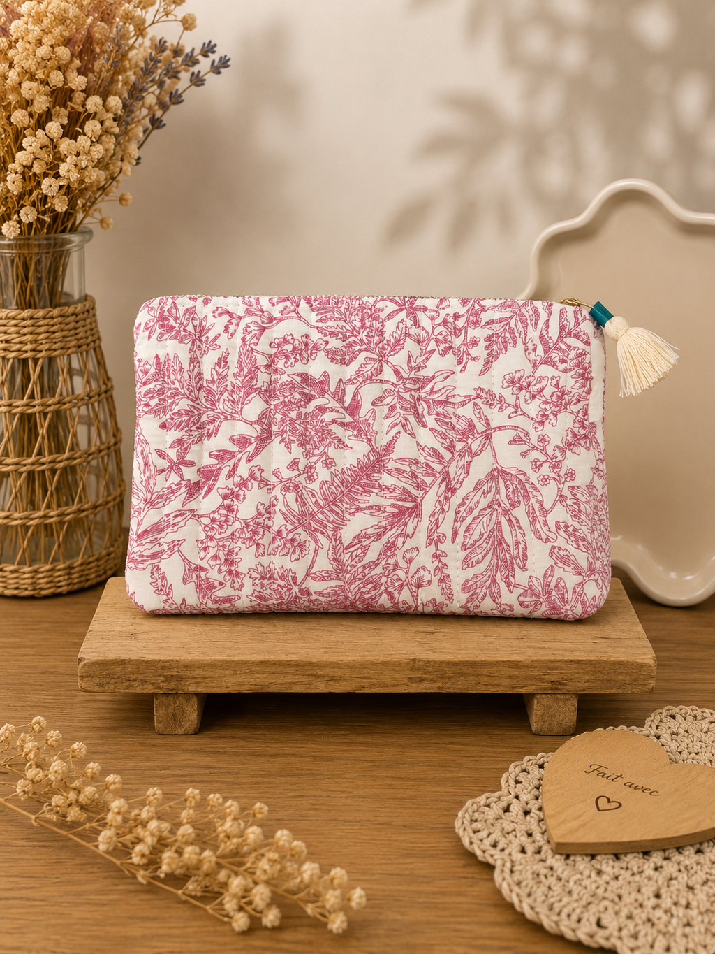 Pochette rose fleurie