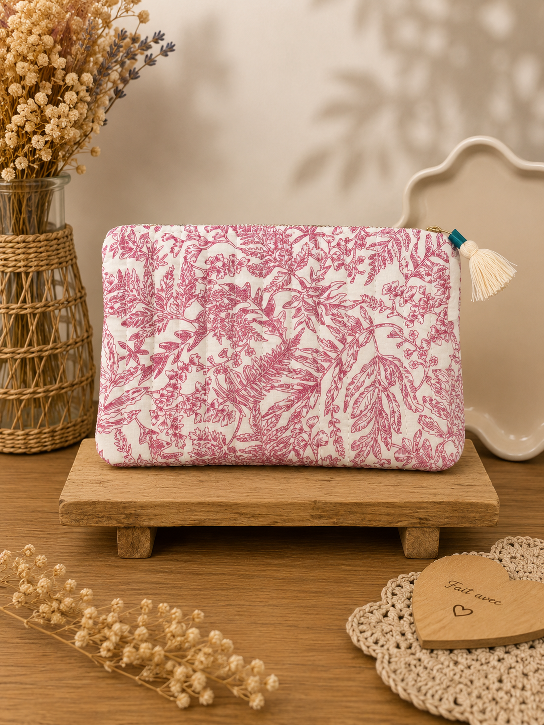 Pochette rose fleurie