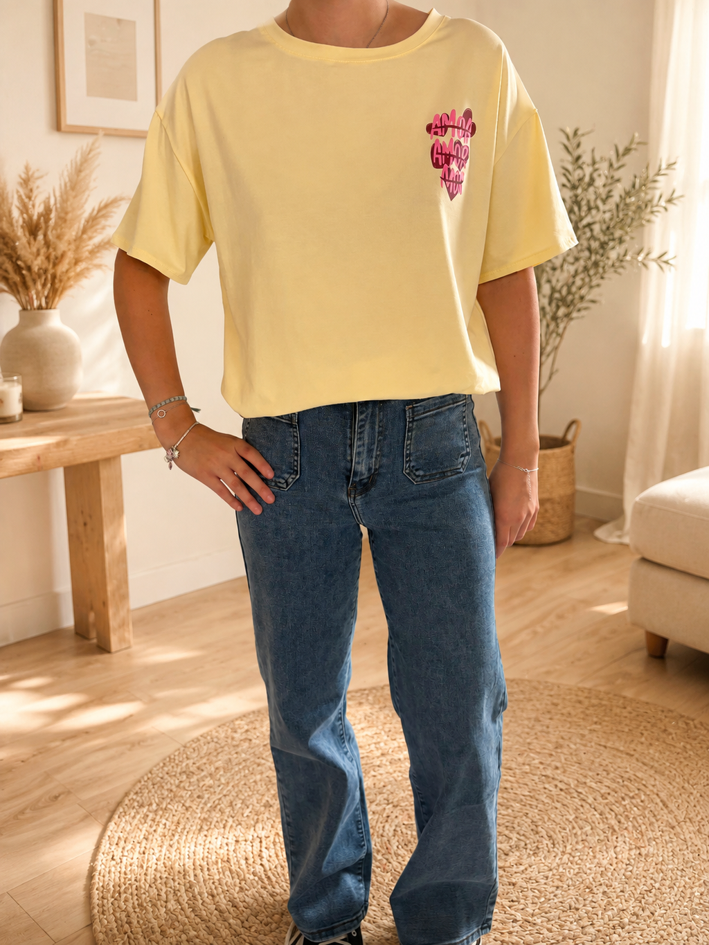 T-shirt Jaune Pastel Amor