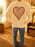 Cardigan beige à cœur