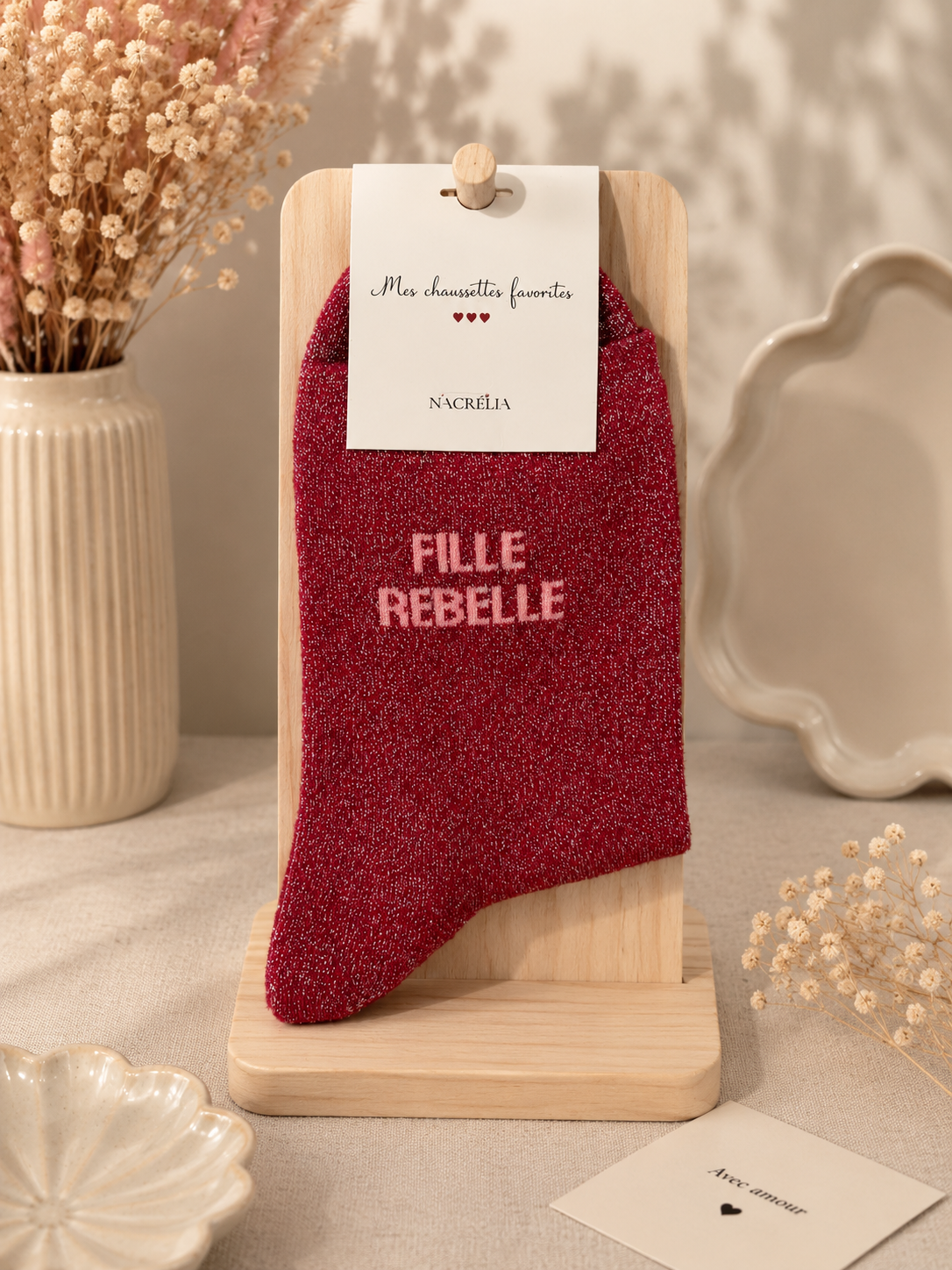 Chaussettes à paillettes " fille rebelle "