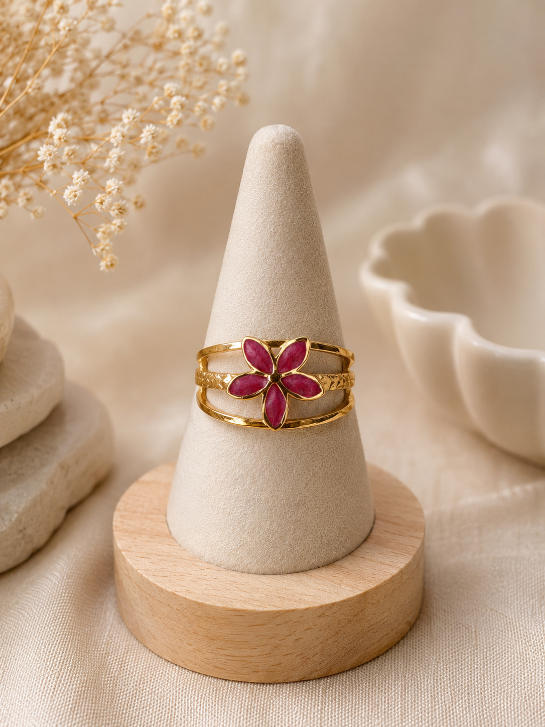Bague fleur précieuse
