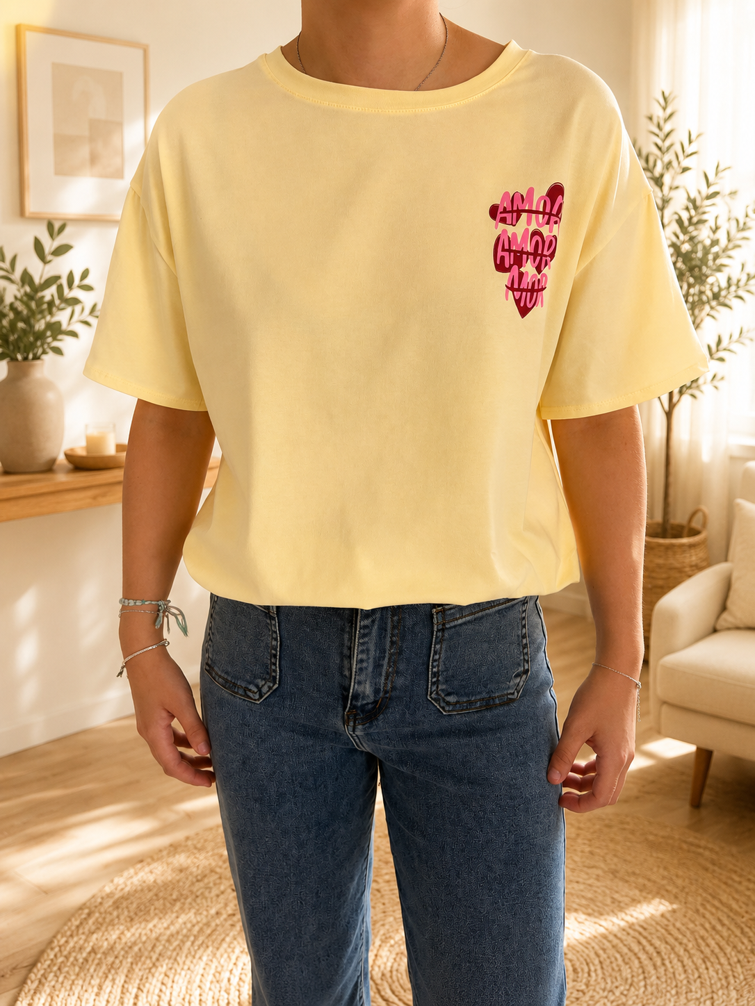 T-shirt Jaune Pastel Amor
