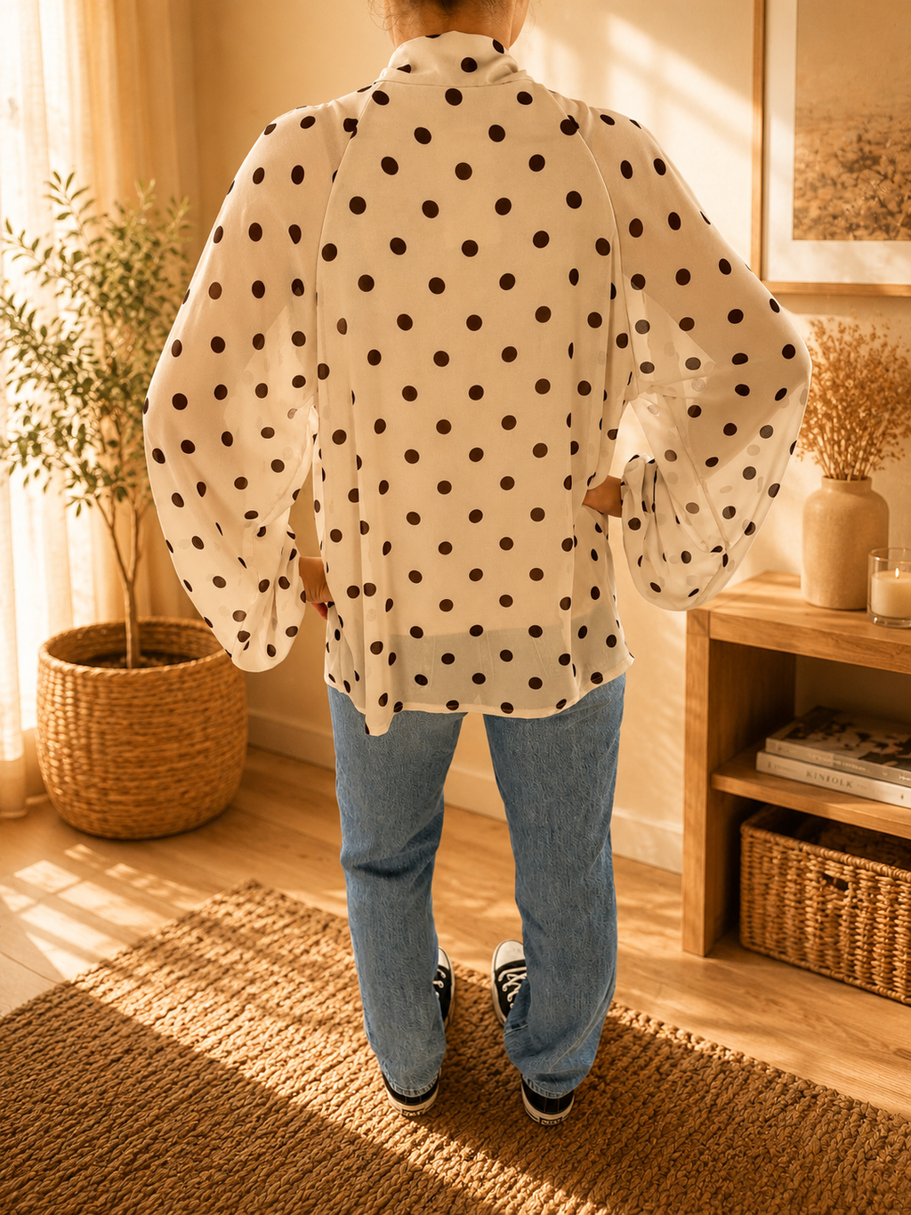 Blouse écrue à pois