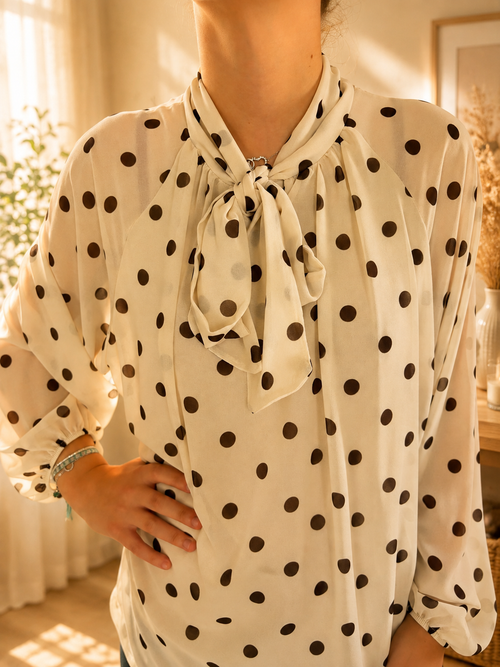 Blouse écrue à pois