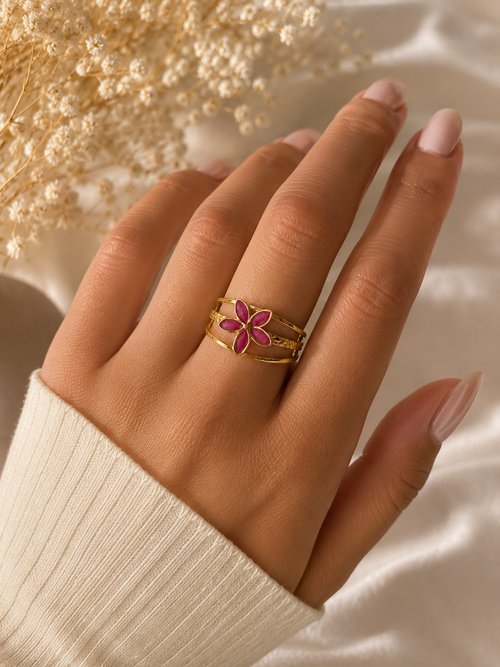 Bague fleur précieuse
