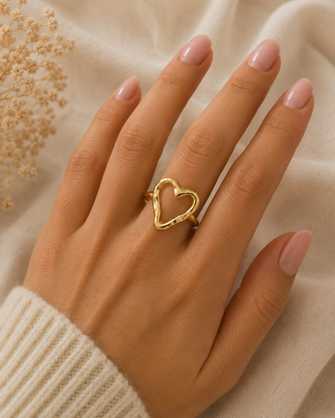 Bague cœur doré