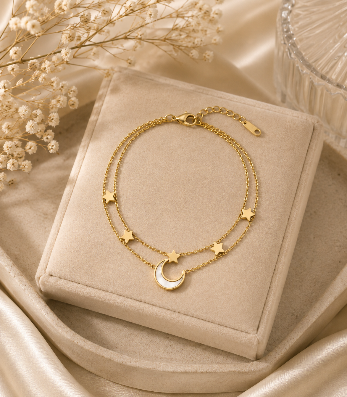 Bracelet doré étoiles & lune